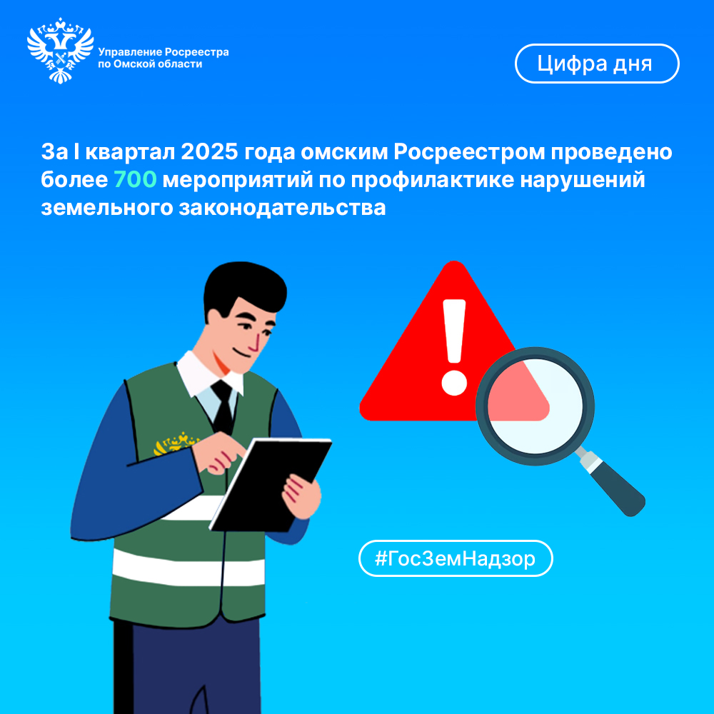 Омским Росреестром в I кв. 2025 года проведено более 700 профилактических мероприятий в рамках госземнадзора.